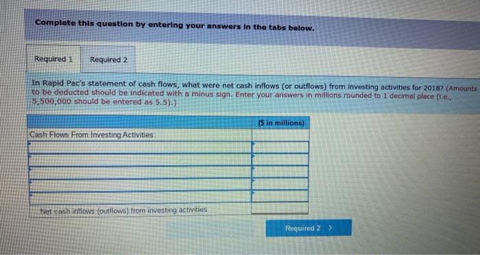 ended December 31, 2018, Rapid Pac, Inc., collected the following information: Fair