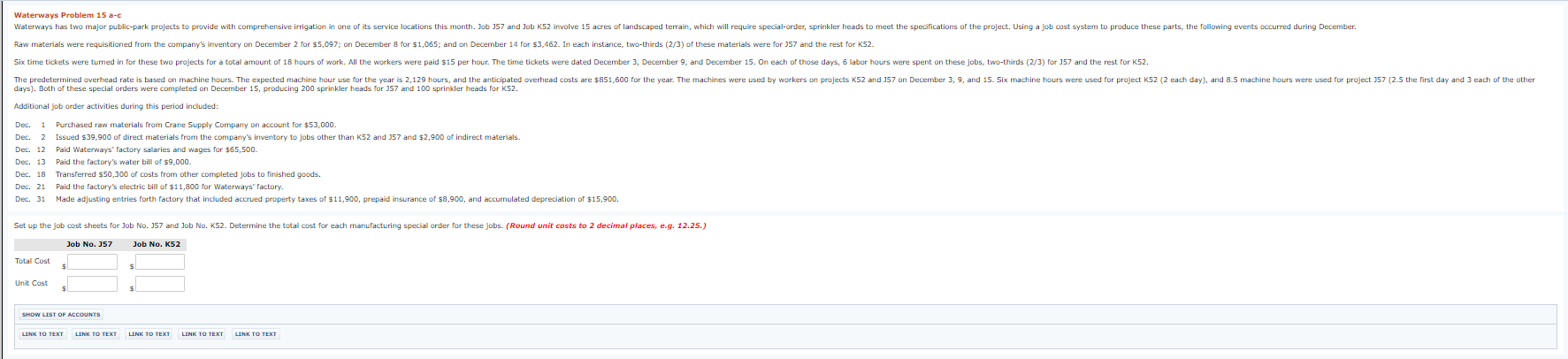 Waterways Problem 15 a-c Waterways has two major public-park projects to provide
