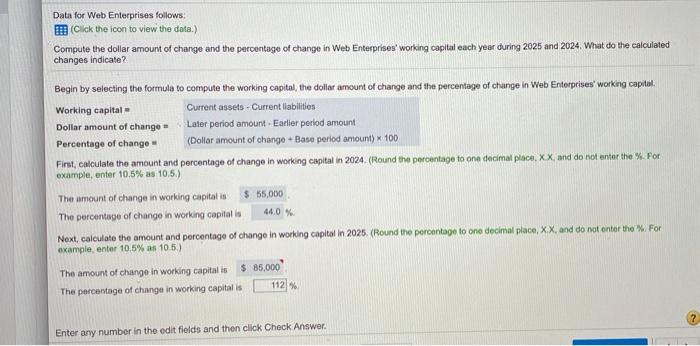 Data for Web Enterprises follows: (Click the icon to view the data.)