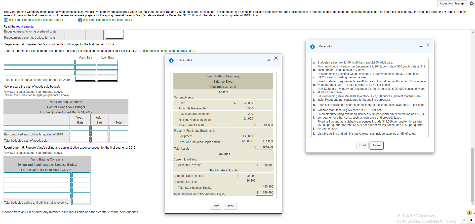 players. Vang sells the bats to sporting goods stores and all sales