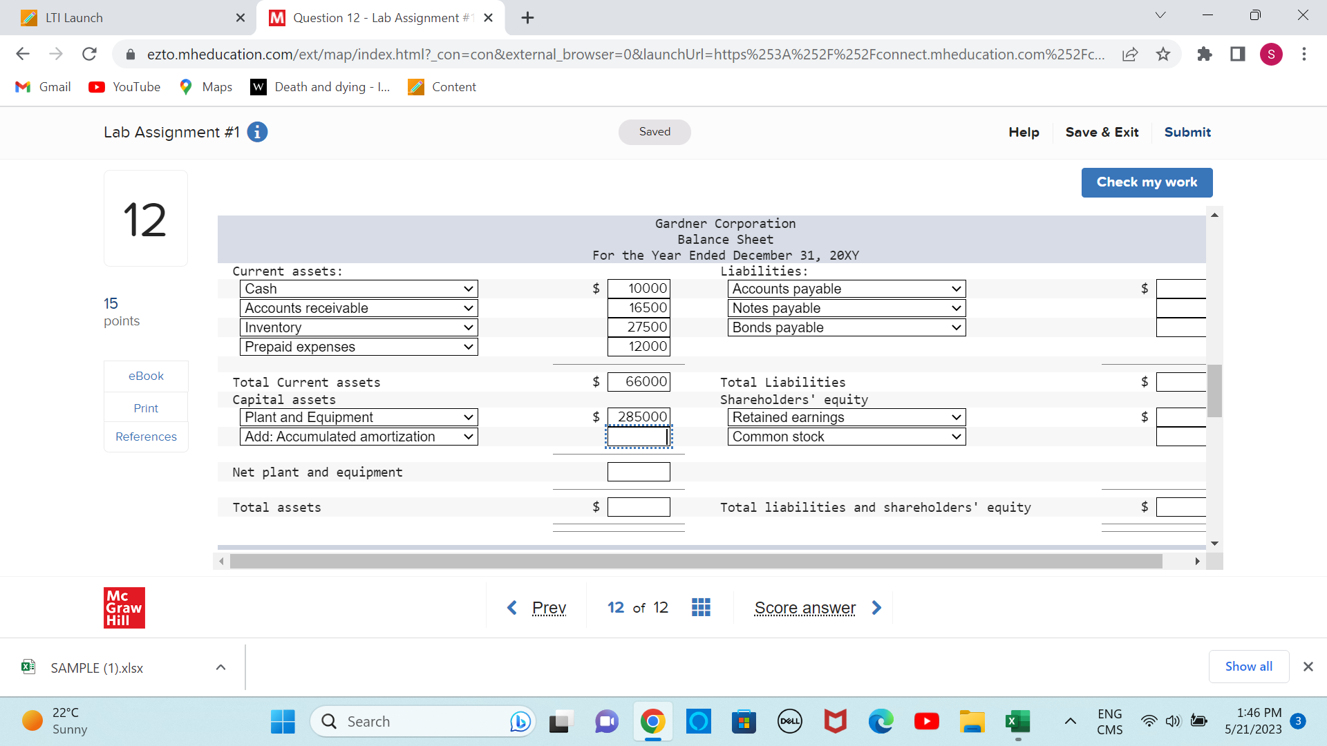 i Saved Help Save & Exit Submit Check my work 12 For