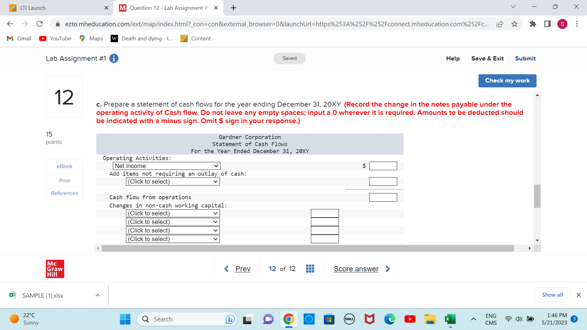 December 31, 20XX, the balance sheet of the Gardner Corporation is as