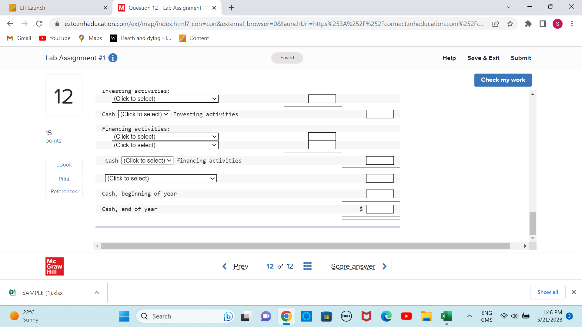 points Accounts receivable 15, 000 Notes payable 20, 000 Inventory 25, 000