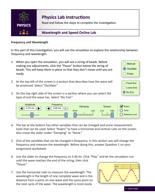  Physics Lab Instructions PHYSICS Read and follow the steps to complete