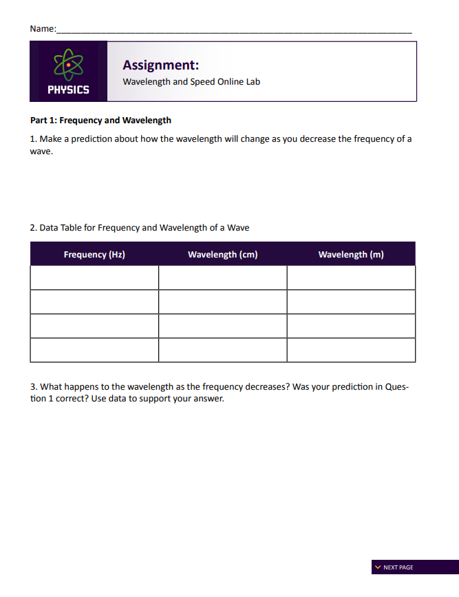relationship between frequency and wavelength. 1. When you open the simulation, you