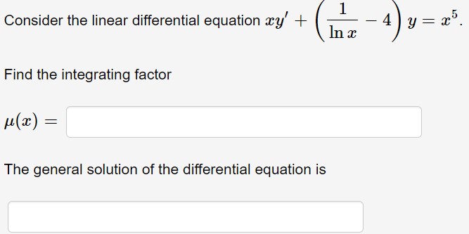  1 Consider the linear differential equation my' + (ln 4) y