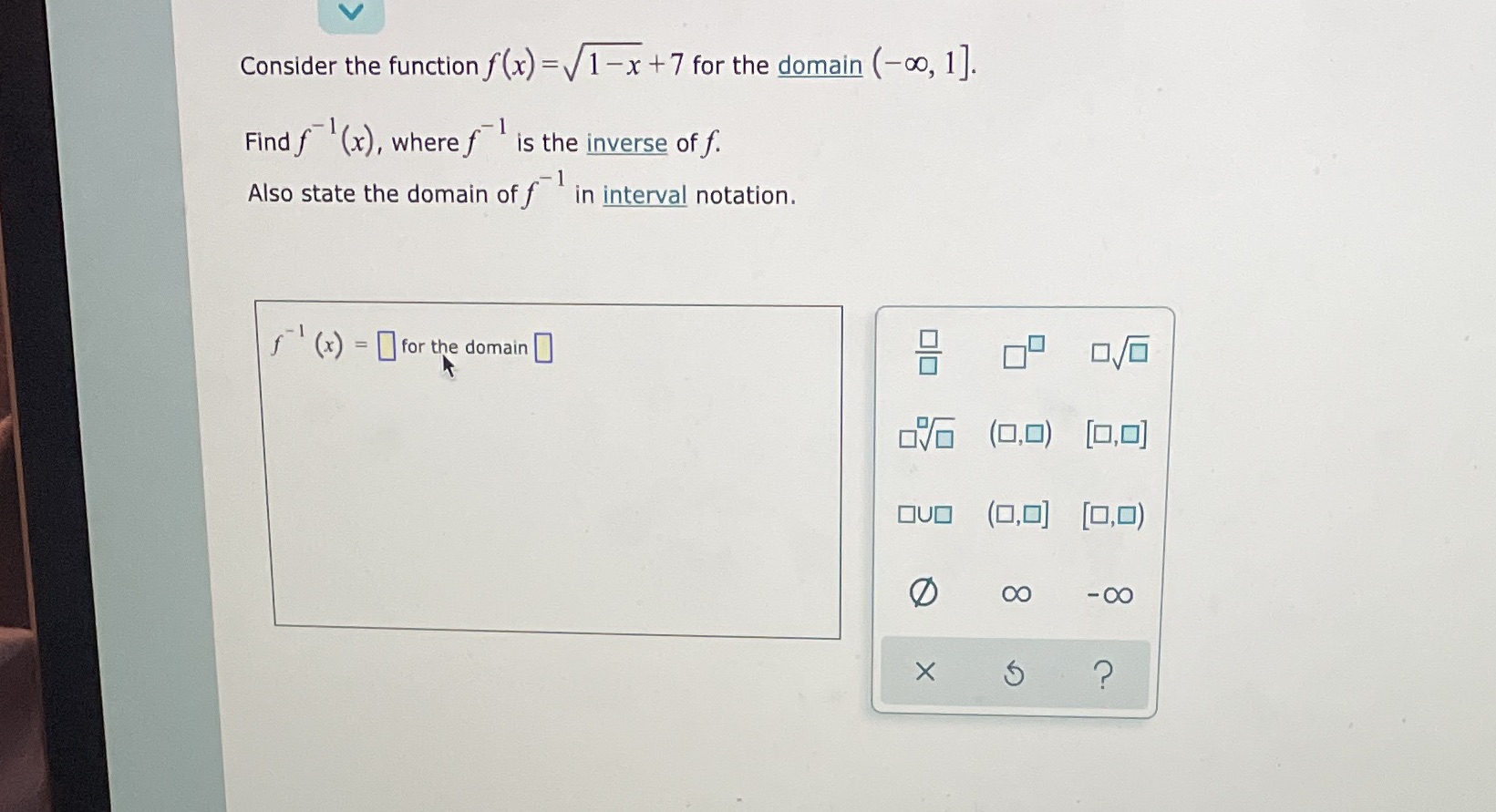 Please write out the domain in interval notation using brackets and parentheses