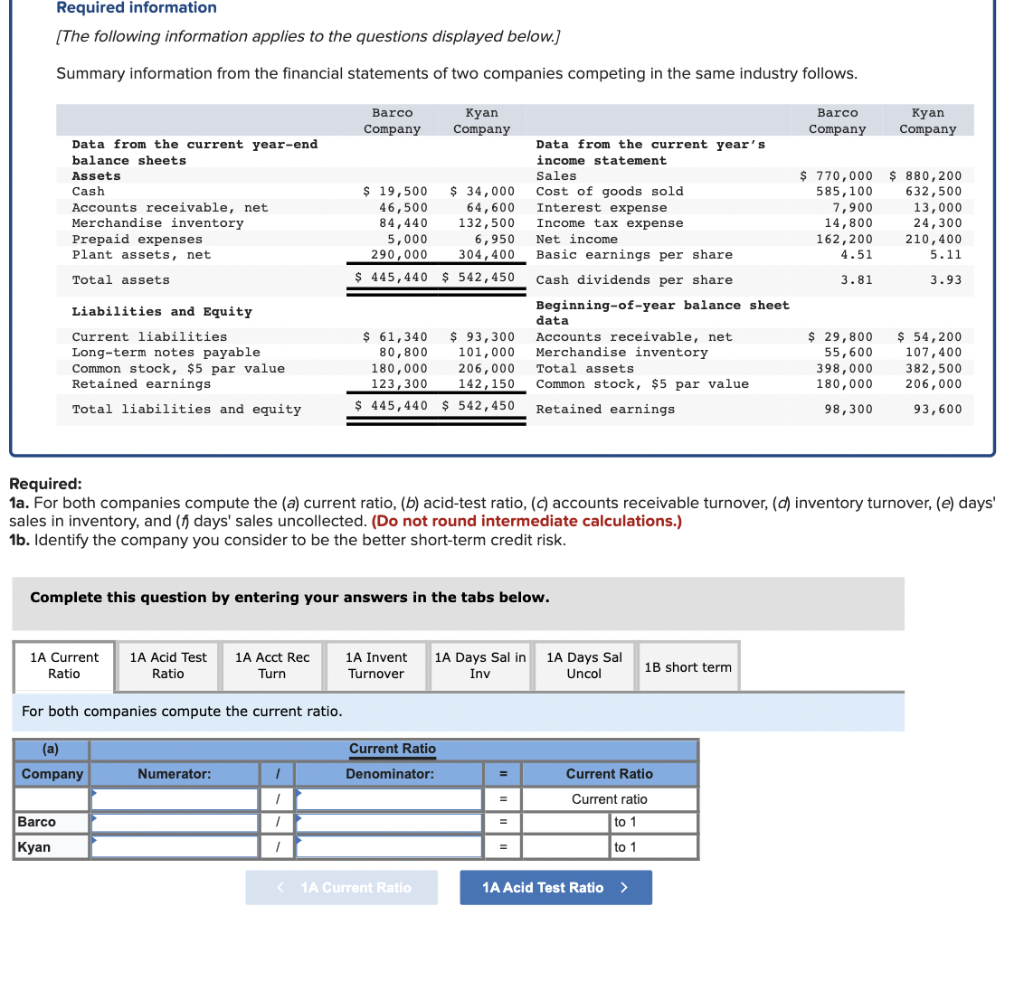  Required information (The following information applies to the questions displayed below.)