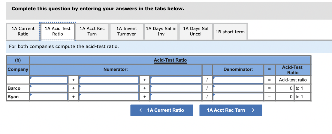 Summary information from the financial statements of two companies competing in the