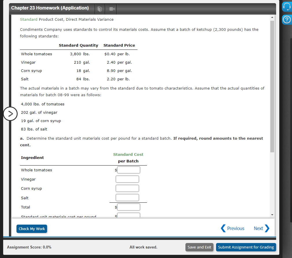 a batch of chocolate (2,6?1 bars} are as follows: Ingredient Quantity Price