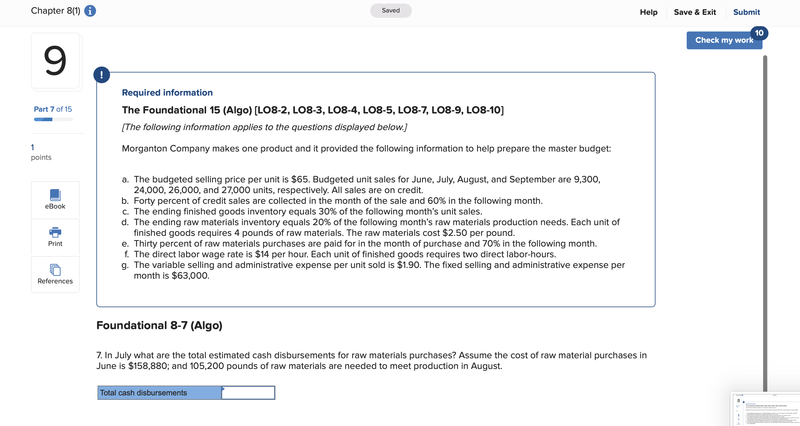 sales 45,000 65,000 115,000 75,000 90,000 90,000 Selling price per unit $7