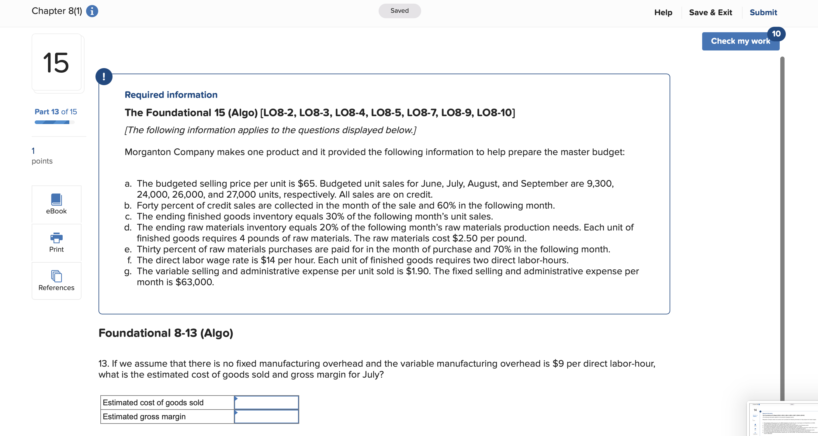 . P References 8 - Accounts receivable, beginning balance $ 65,000 9