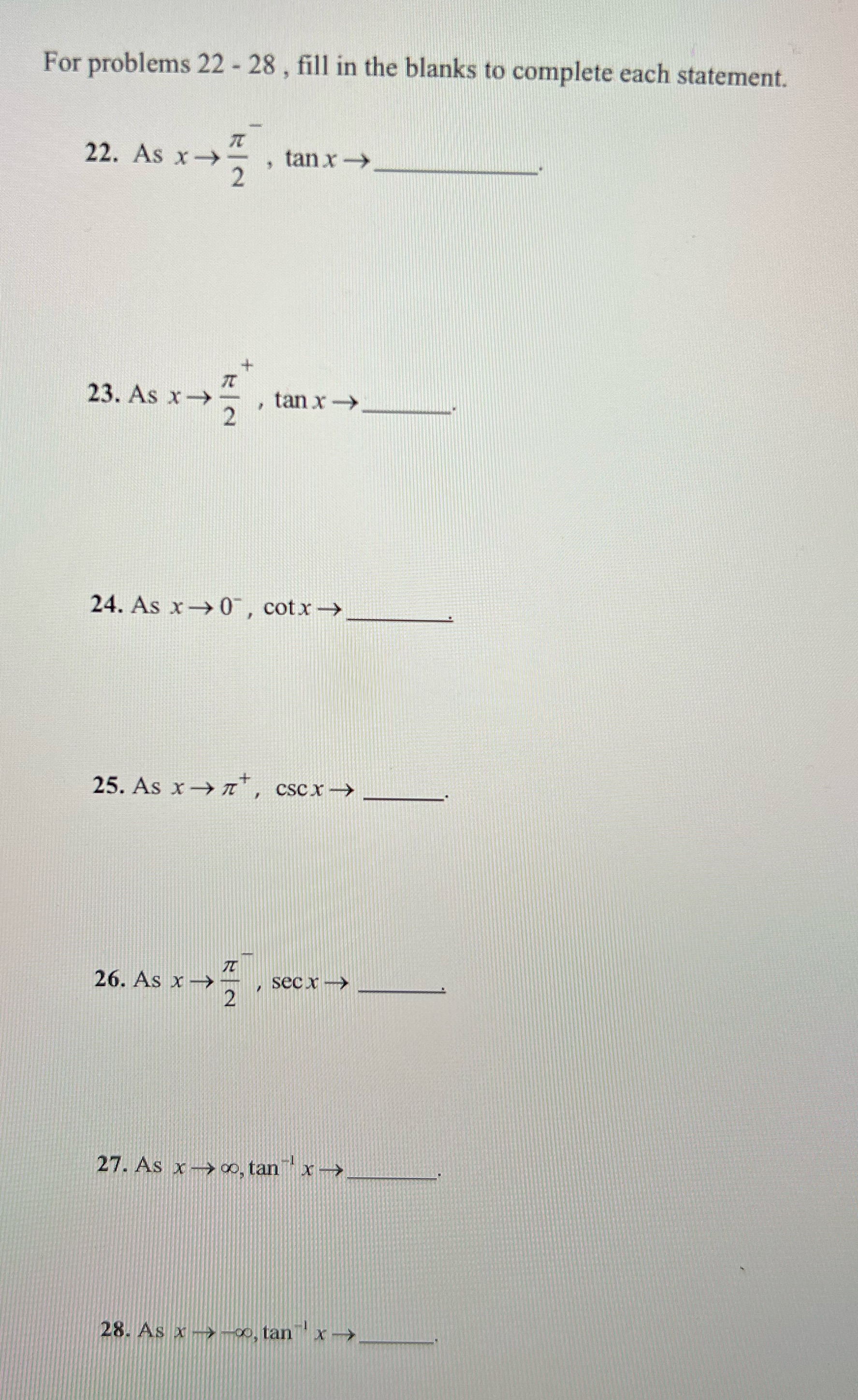 help pls For problems 22 - 28 , fill in the blanks