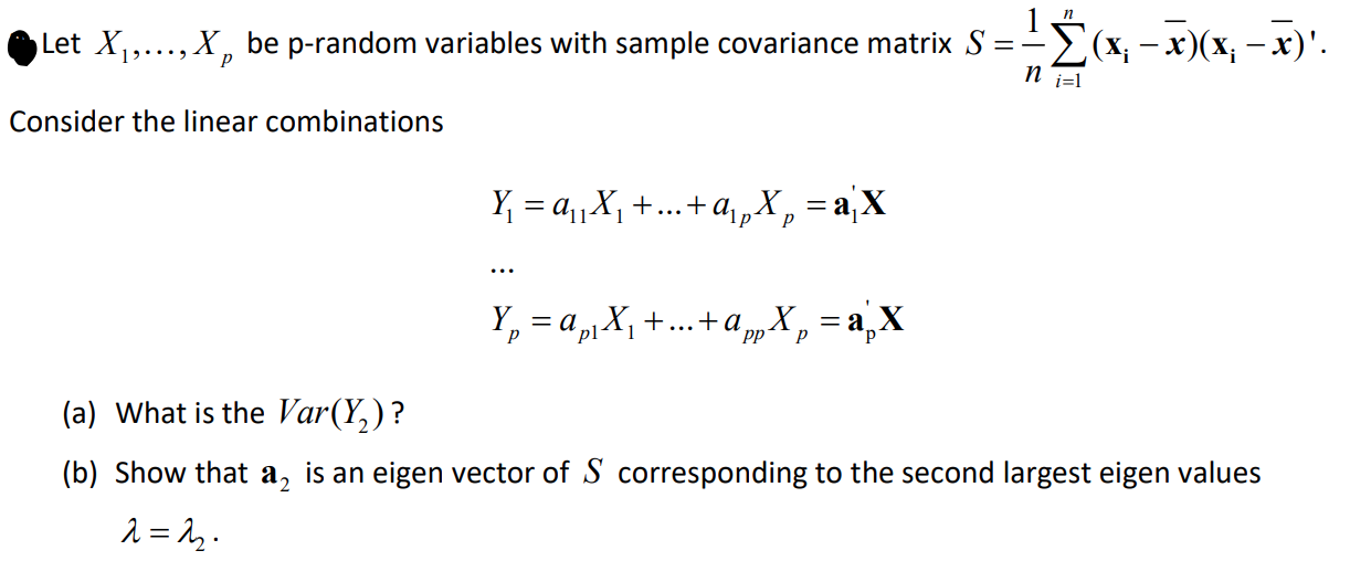 n Let X ,..., X be p-random variables with sample covariance