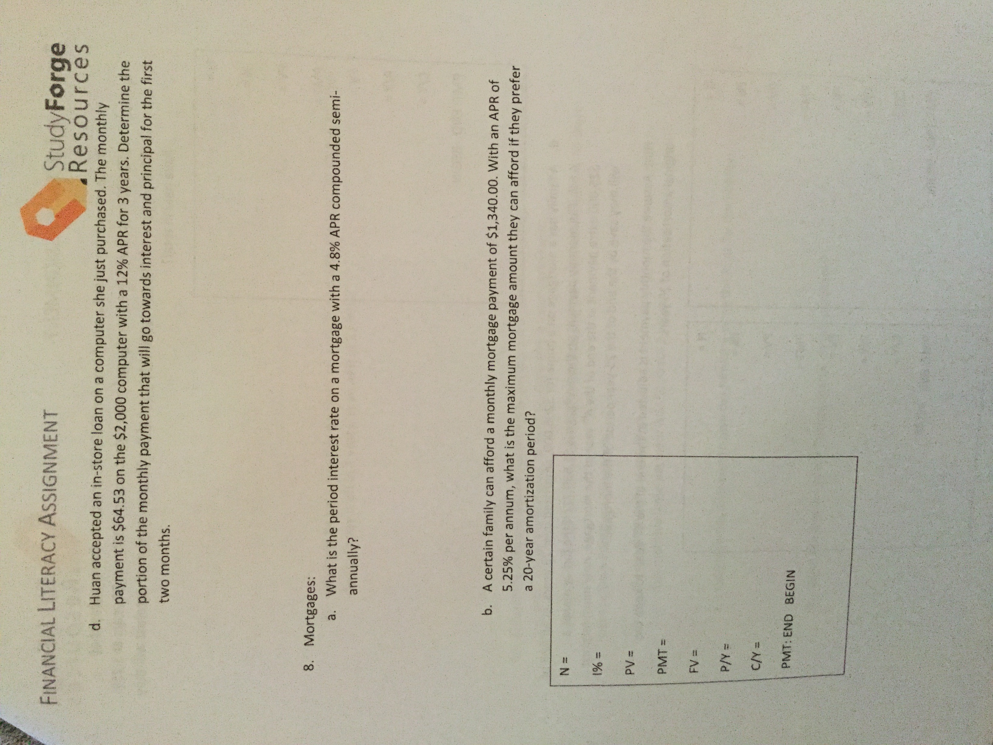 each month at 6% compounded monthly. N = NO 1% = 6