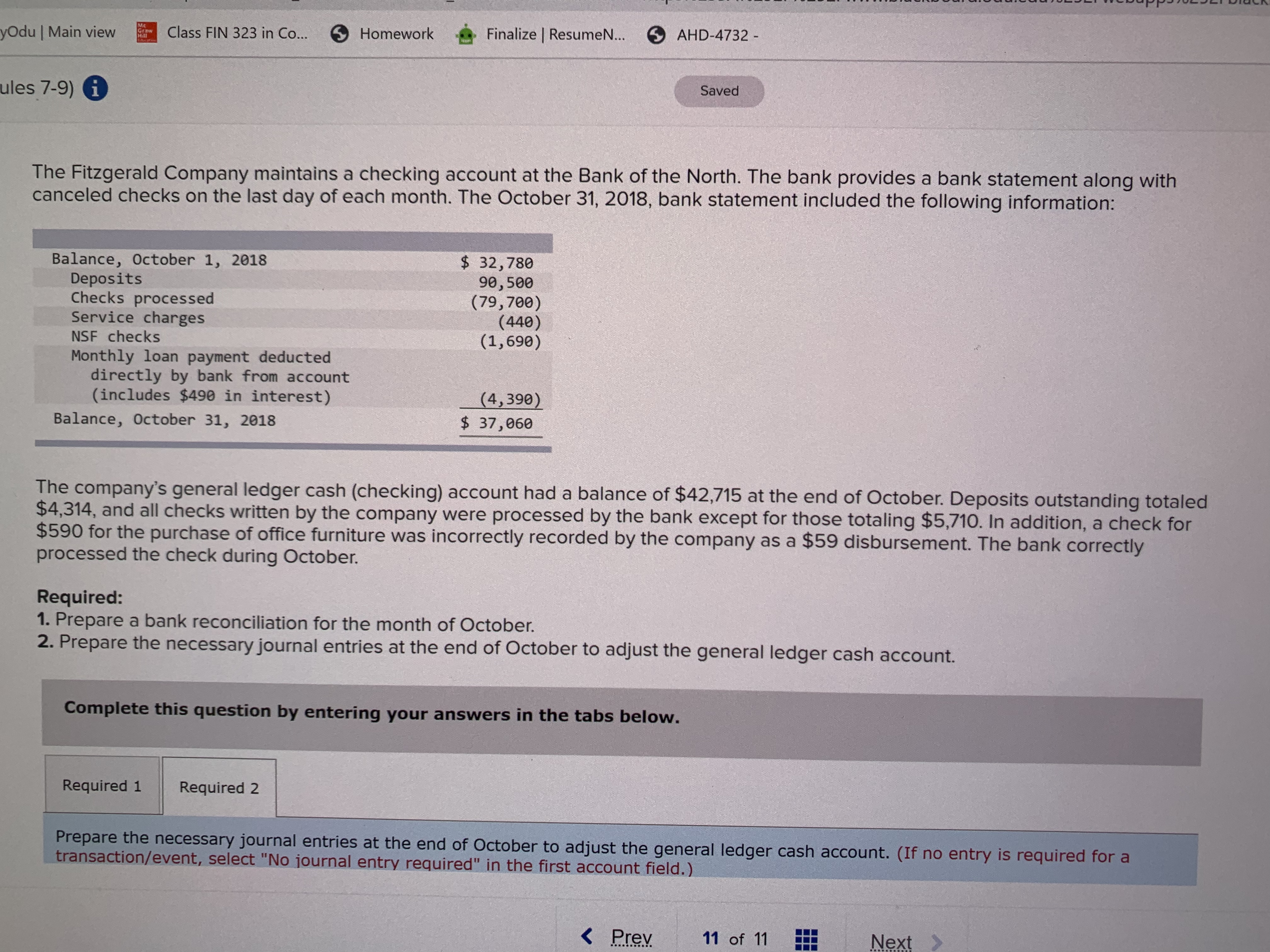 yodu | Main view Class FIN 323 in Co... Homework Finalize