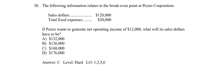 Please provide a solution for each item 30-60. 30. The following information
