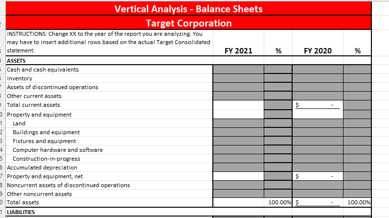 AnalysisUse the Target Corporation's Form 10-K to complete the case. You will