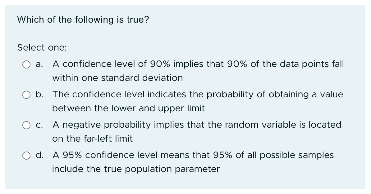 probability of accepting the null hypothesis = 5% O c. probability of