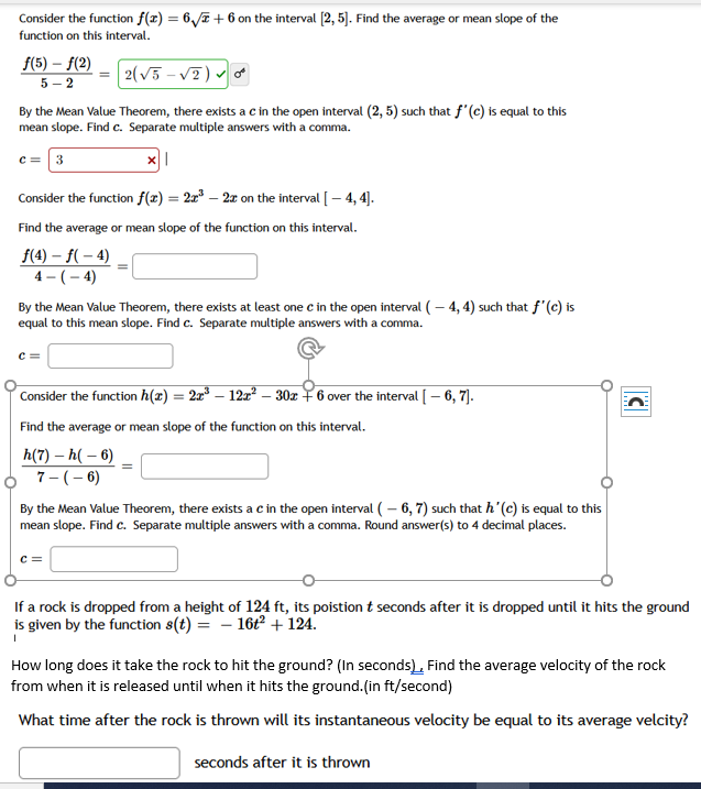  Consider the function f(x) = 6,x + 6 on the interval