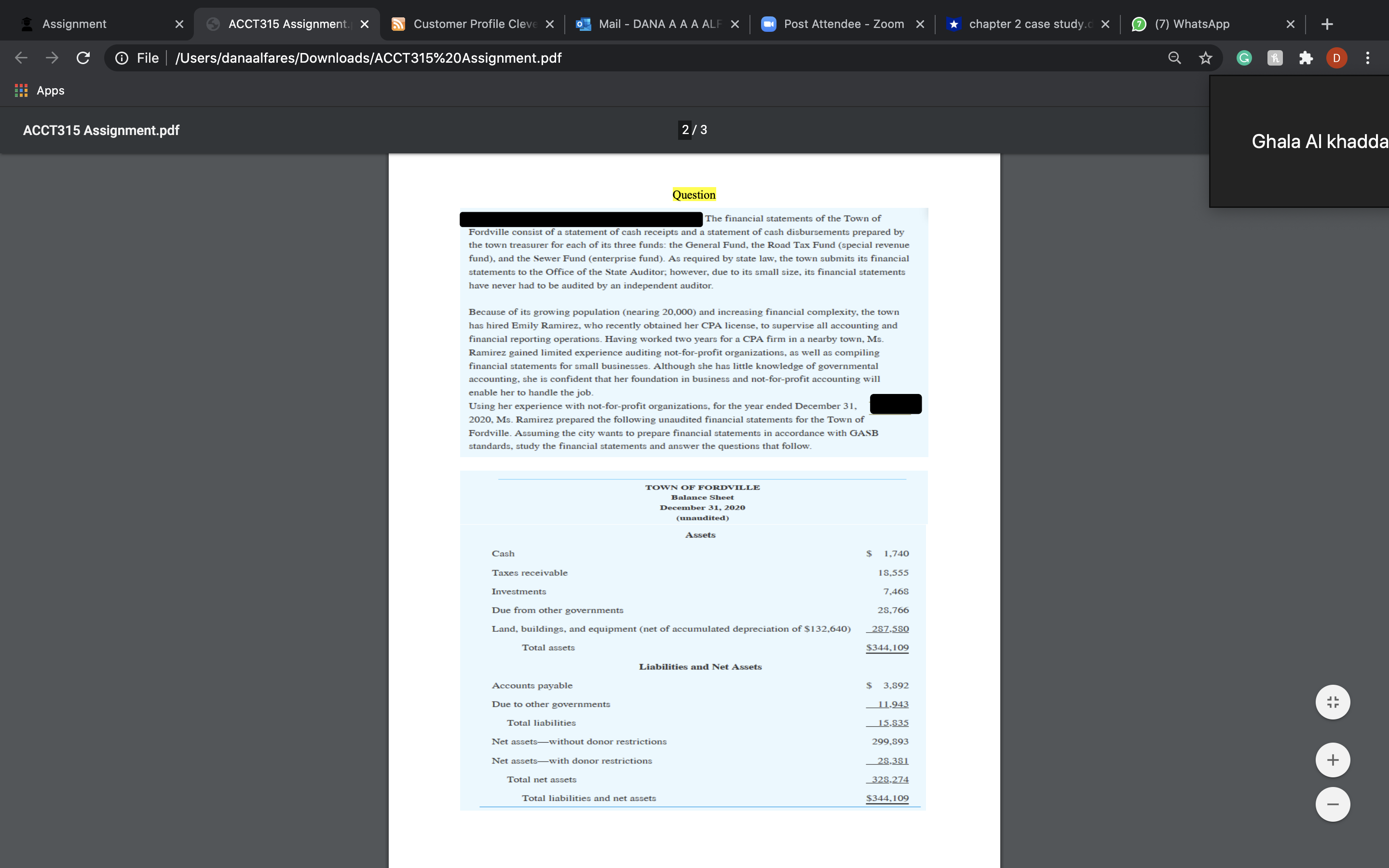 Assignment X ACCT315 Assignment. X Customer Profile Cleve X Mail -