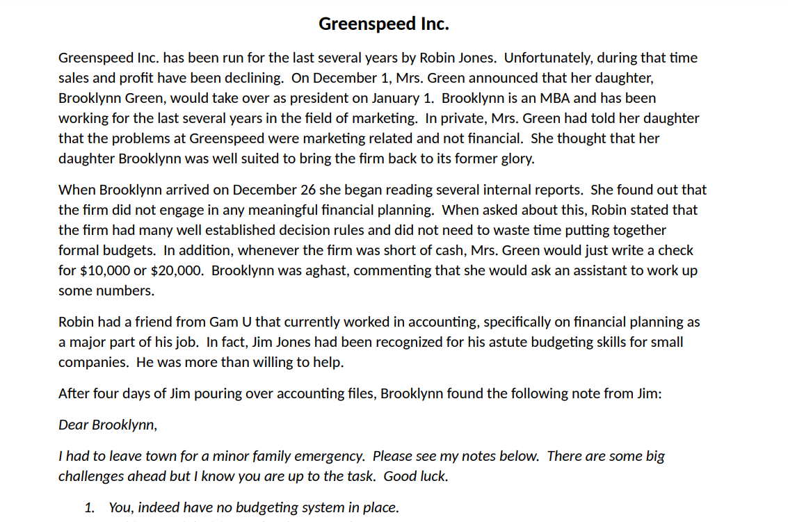  Greenspeed Inc. Greenspeed Inc. has been run for the last several