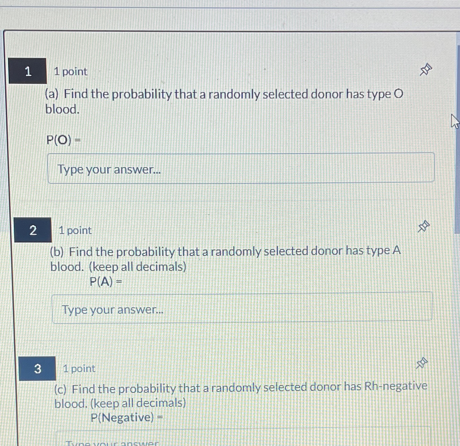  1 1 point (a) Find the probability that a randomly selected