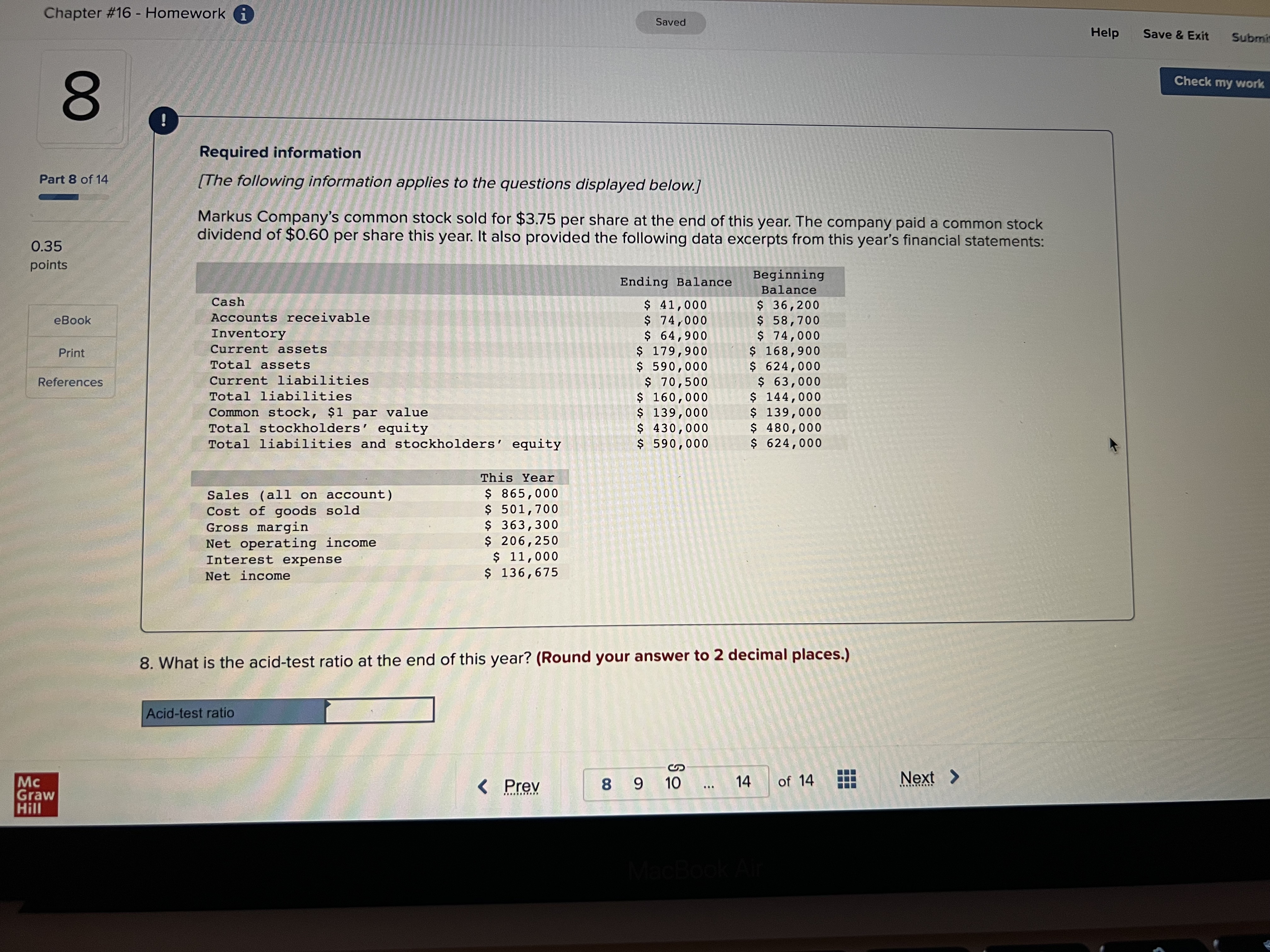  Chapter #16 - Homework i Saved Help Save & Exit Subm
