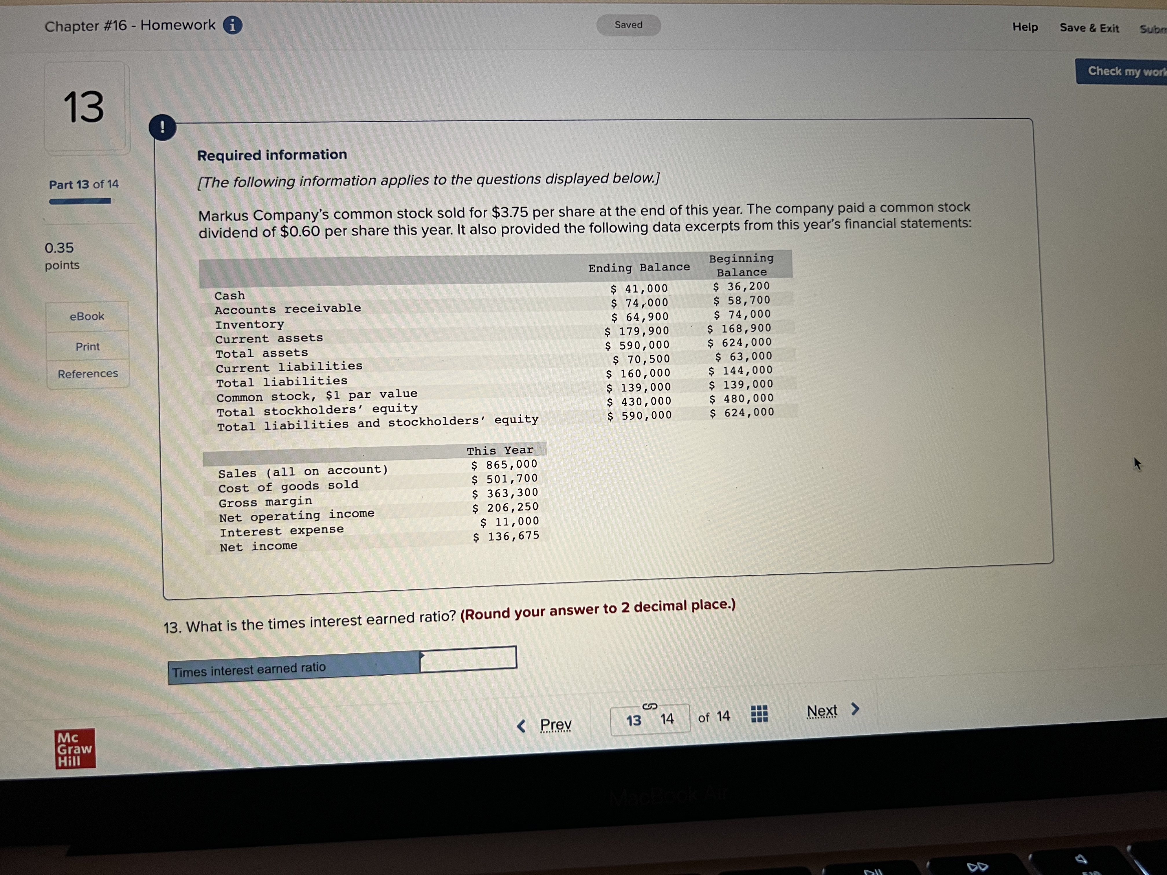 year. It also provided the following data excerpts from this year's financial