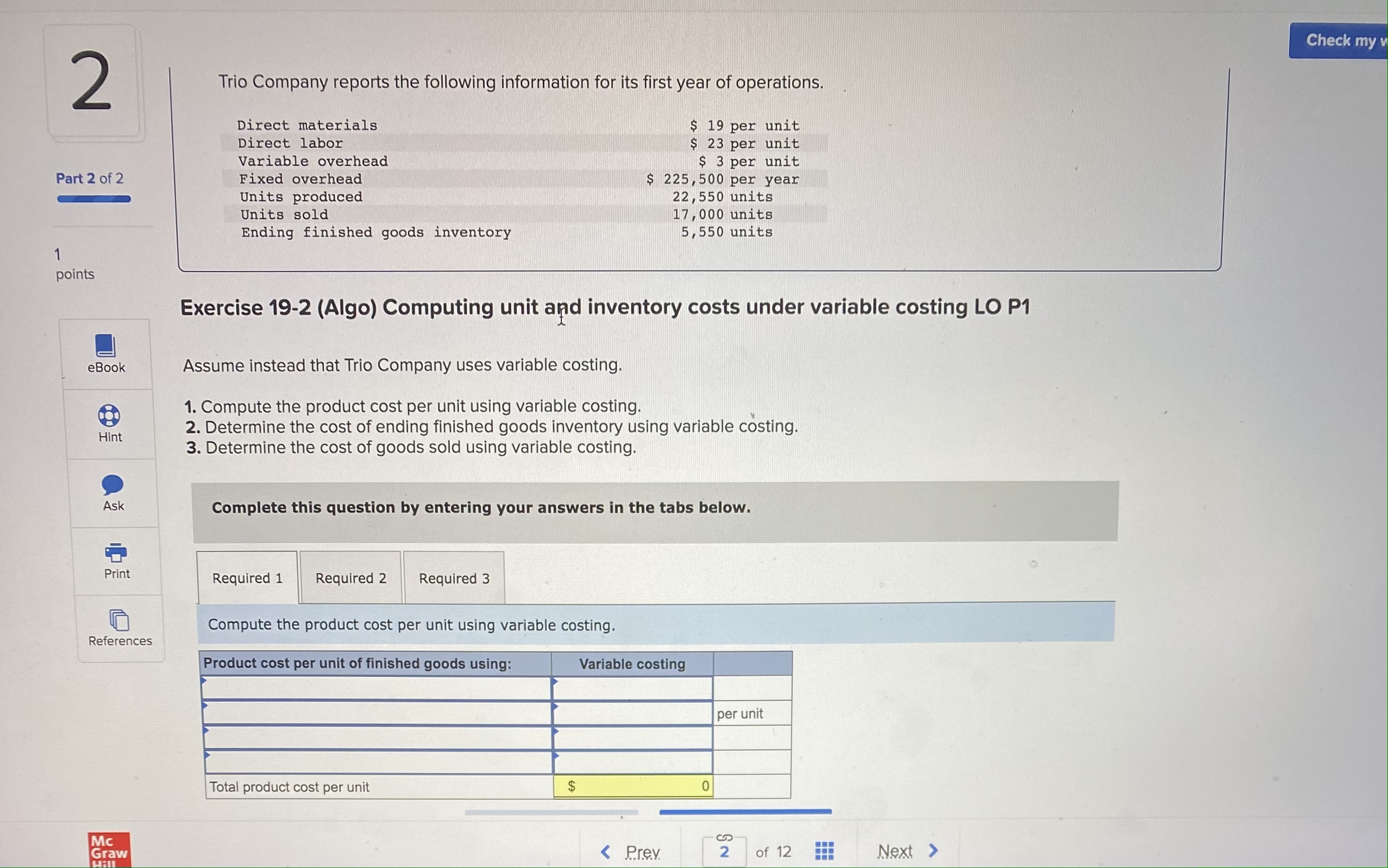 operations. Help Save & Exit Submit Check my work Part 1 of