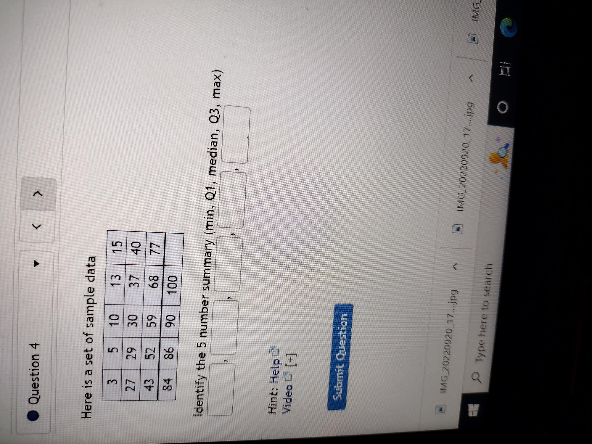number summary for the data by hand. 1101 21458 3145 412 5