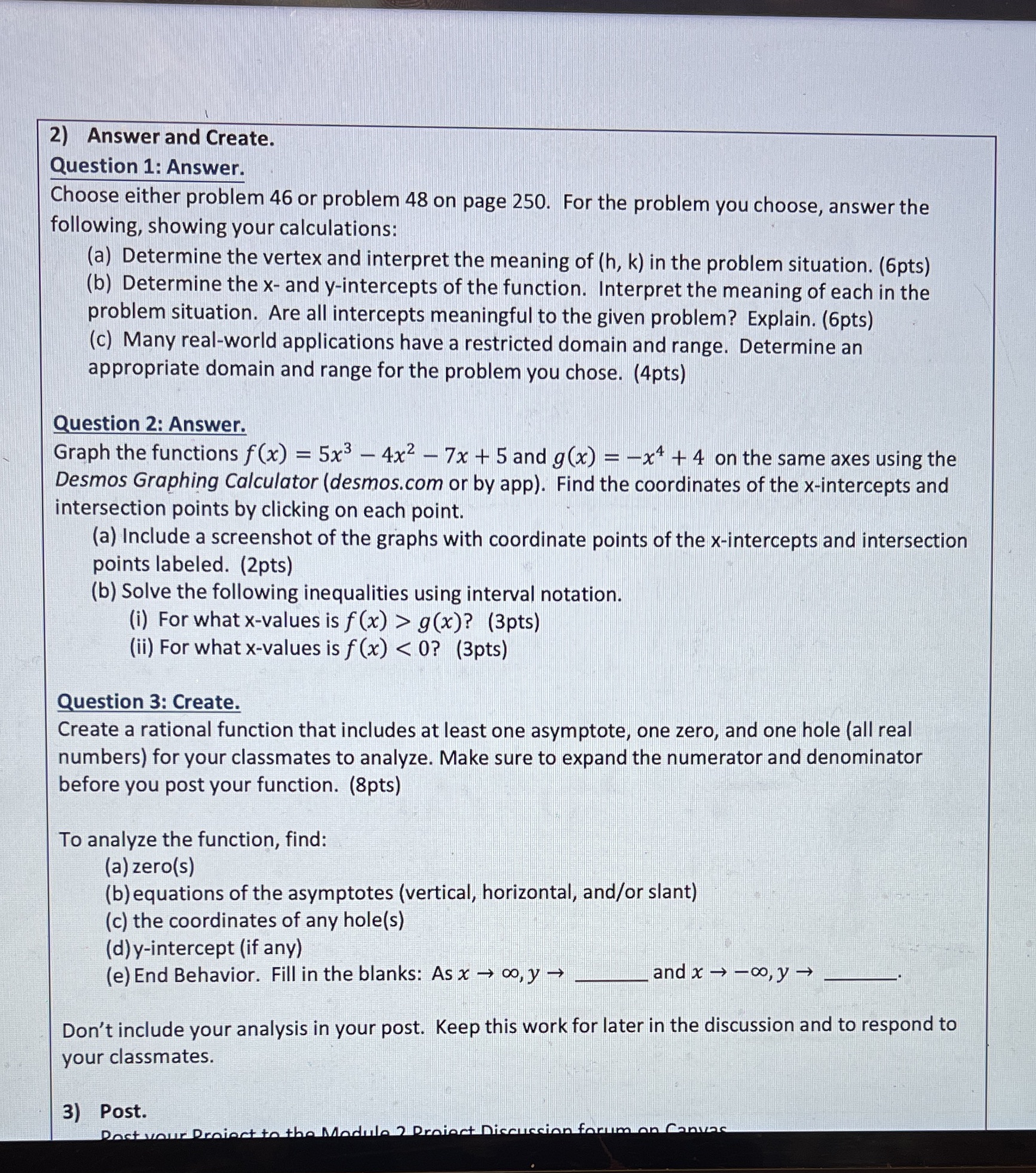  2) Answer and Create. Question 1: Answer. Choose either problem 46