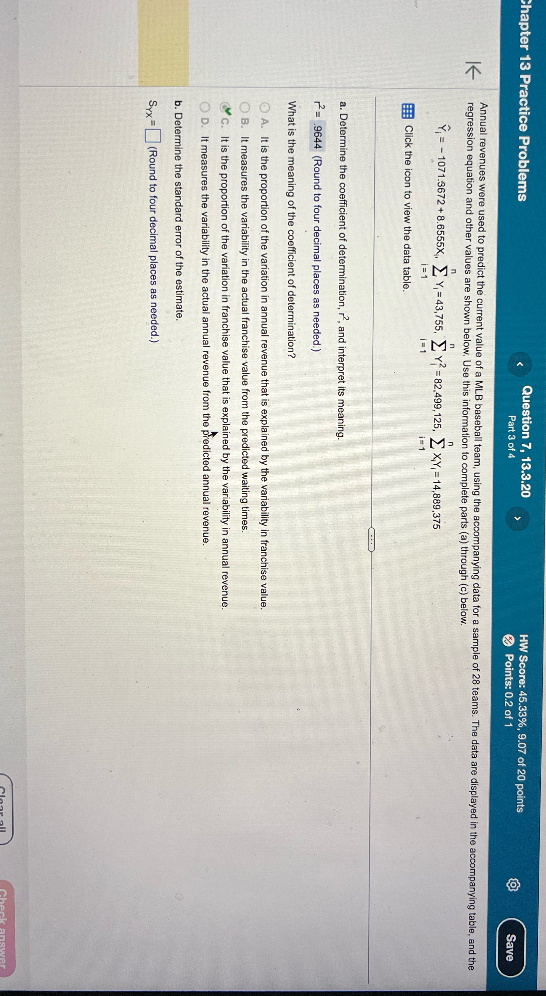 Please find b chapter 13 Practice Problems Question 7, 13.3.20 HW Score: