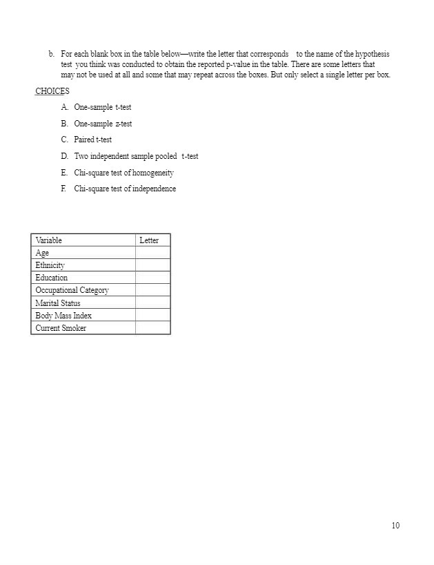  b. For each blank box in the table below-write the letter