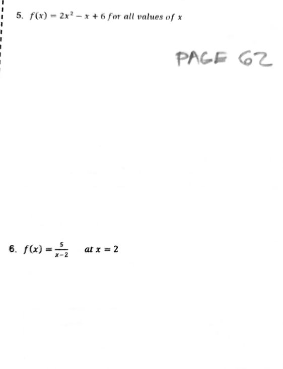 of x PAGE 62 6. f (x) =72 at x = 2NAME: