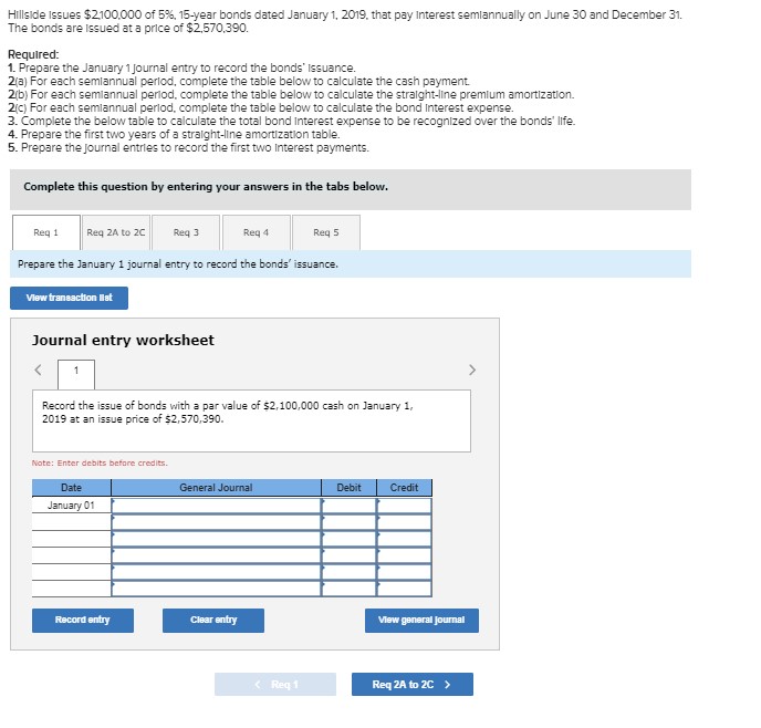 Can you help with this problem please? Hillside Issues $2100.000 of 5%,