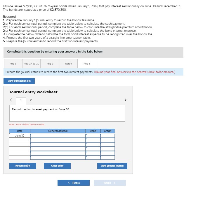 bonds' Issuance. 2ja) For each semiannual period, complete the table below to