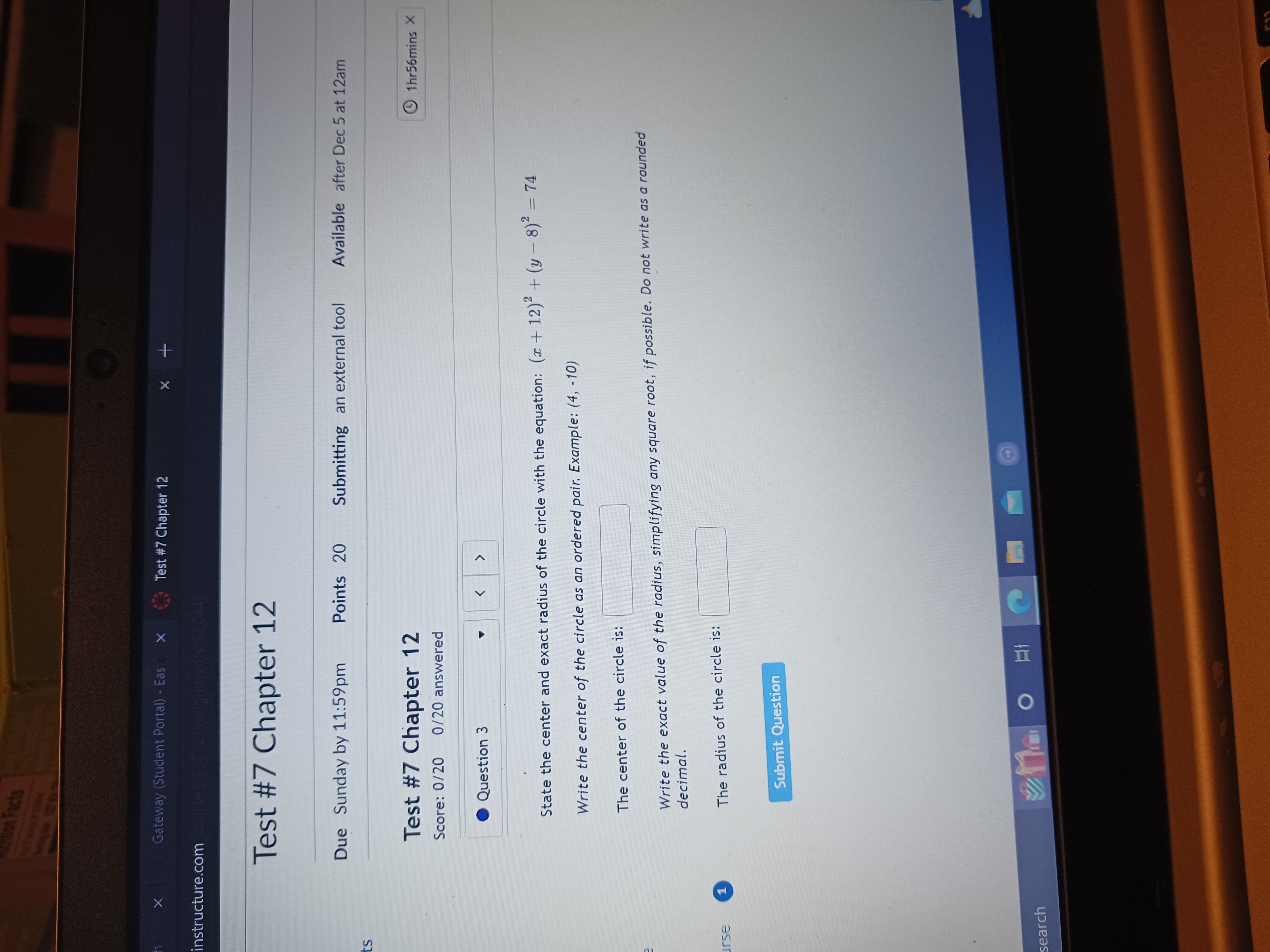 X Gateway (Student Portal) - Ease X Test #7 Chapter 12