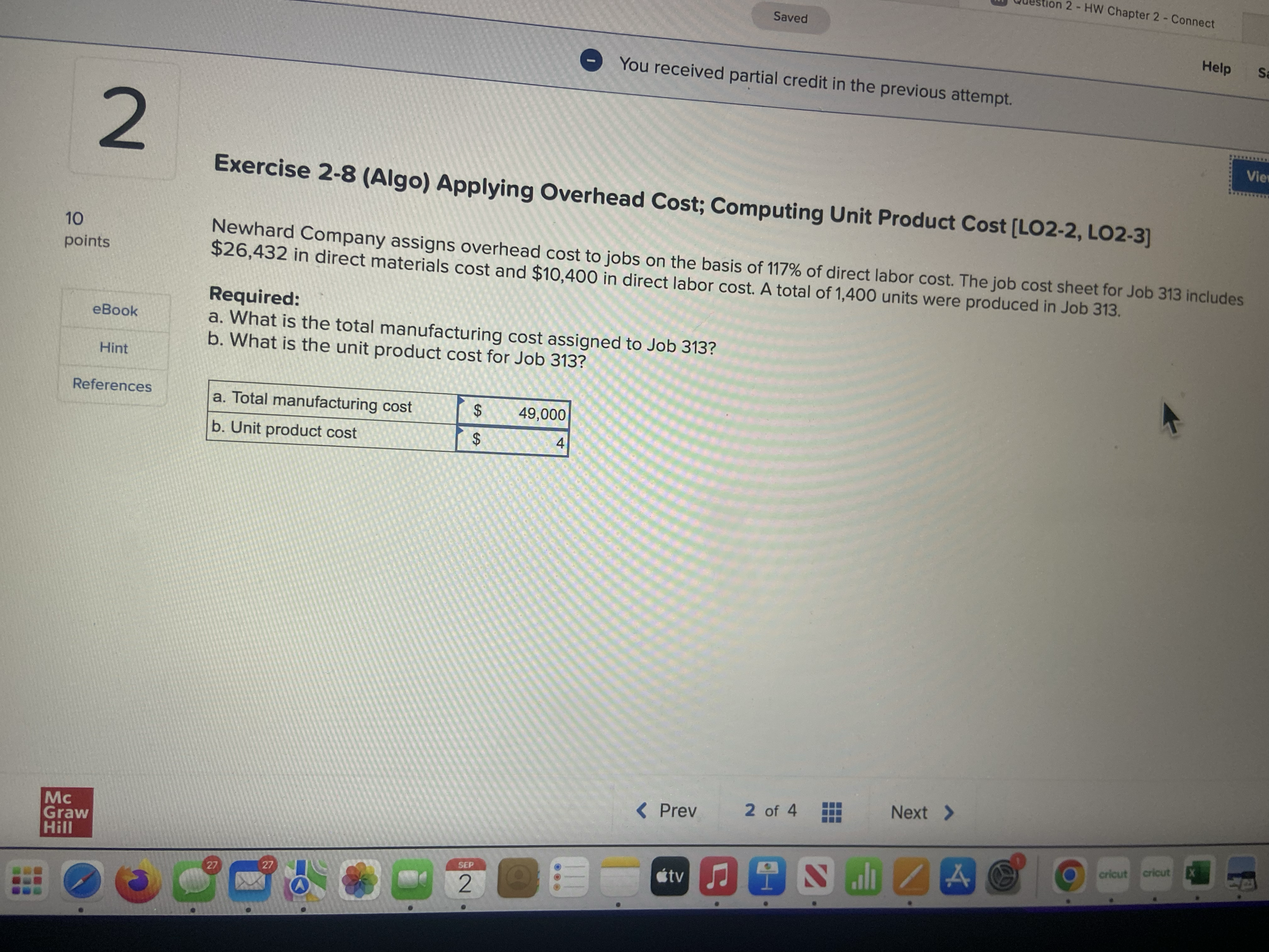  stion 2 - HW Chapter 2 - Connect Saved Help -