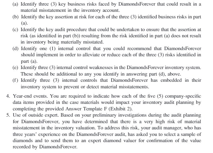  (a) Identify three [3) key business risks faced by DiarnondsForever that