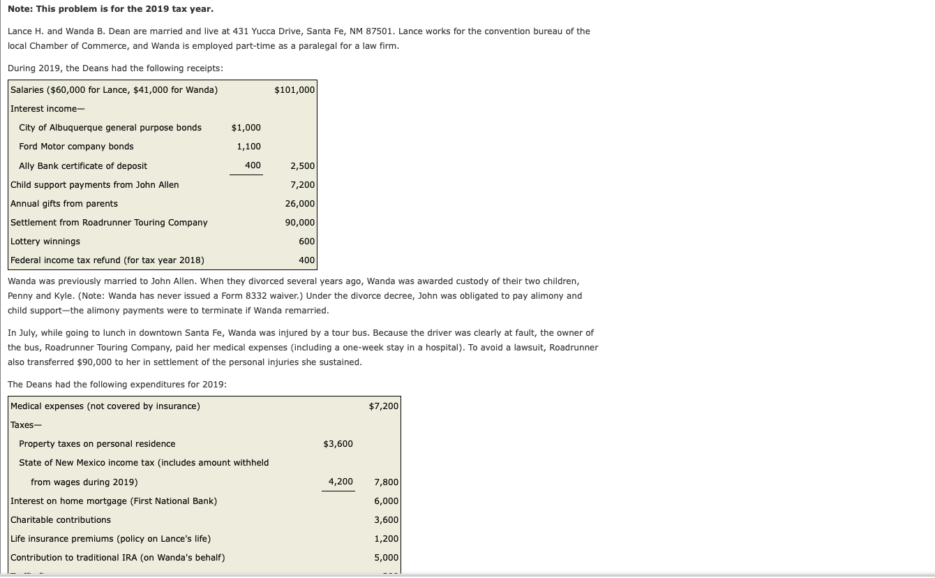 I need help solving this Note: This problem is for the 2019