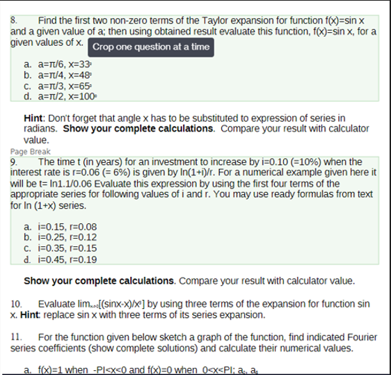 S. Find the first non-zero terms of the Taylor expansion for function