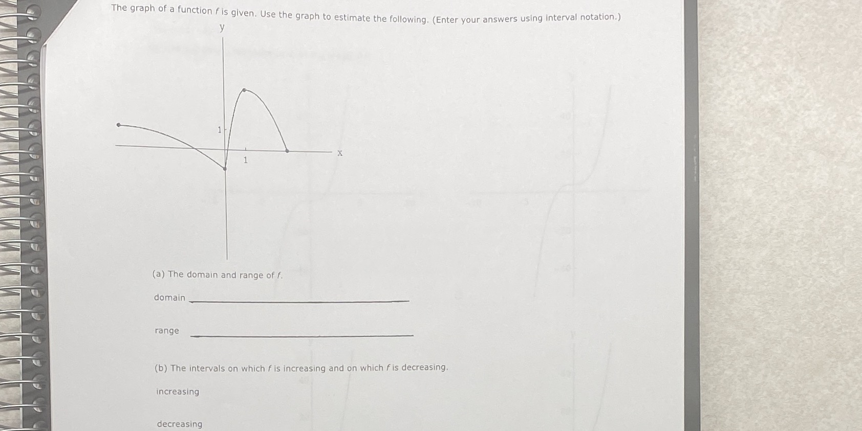 The graph of a function fis given. Use the graph to