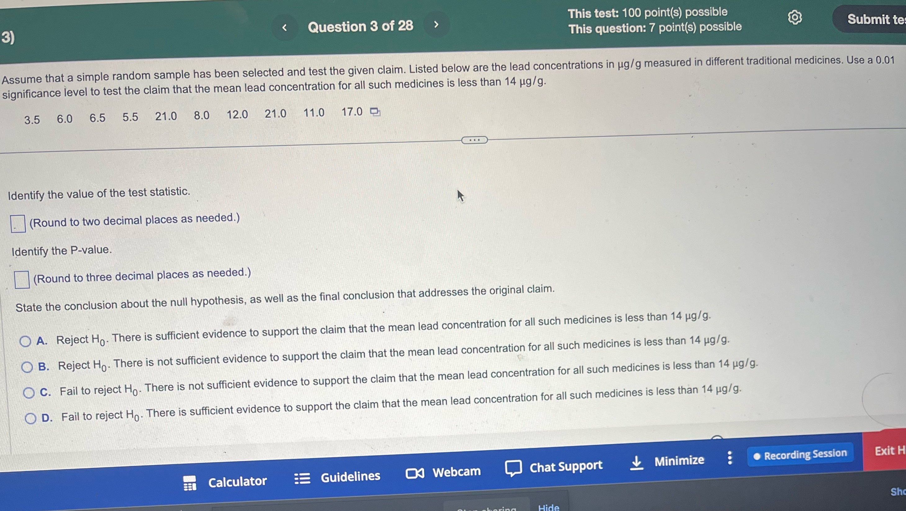 3) < Question 3 of 28 > This test: 100 point(s) possible