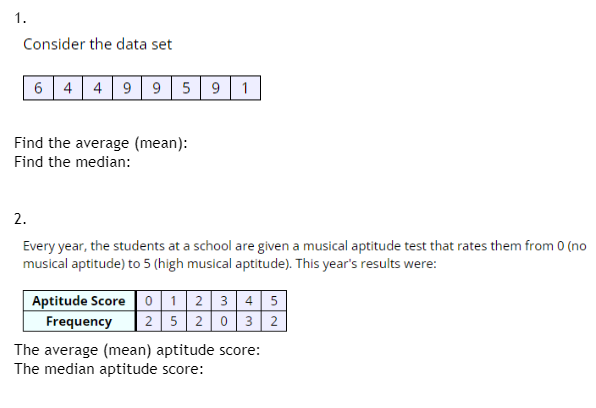  1. Consider the data set 4 4 9 9 5 9