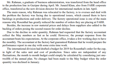 directly monitored by the Dhaka head office. The case focuses on a