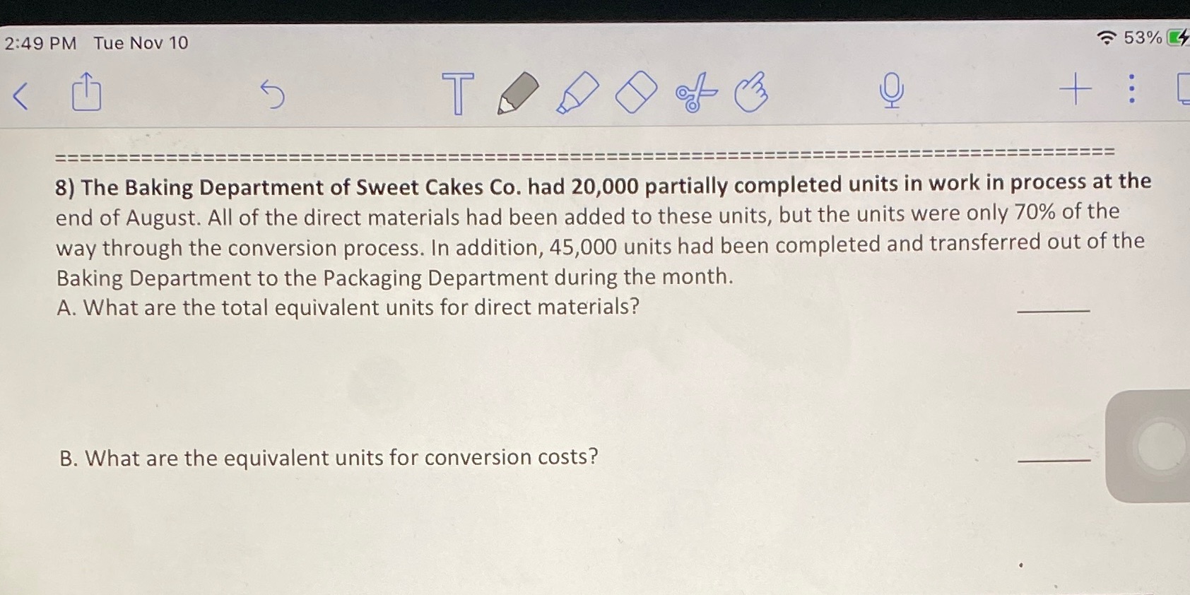 2:49 PM Tue Nov 10 530/03 8) The Baking Department of Sweet