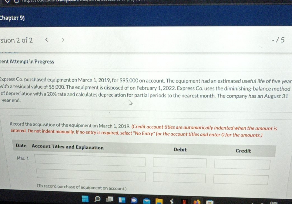 answer the question Chapter 9) stion 2 of 2 - 15 rent