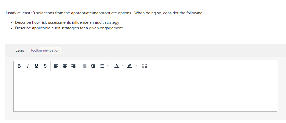  Justify at least 10 selections from the appropriate/inappropriate options. When doing