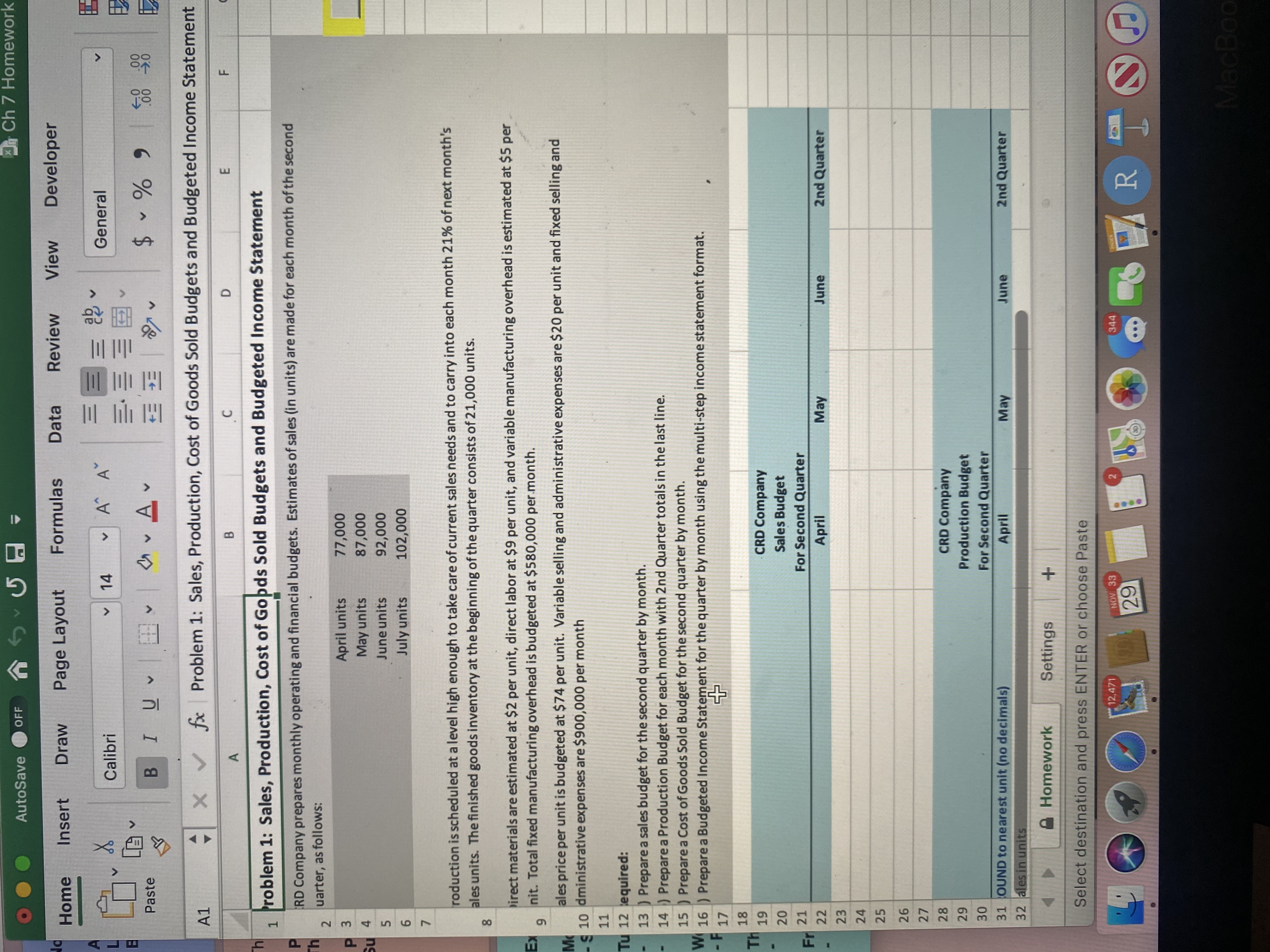  AutoSave OFF Ch 7 Homework Insert Draw Page Layout Data View